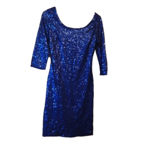 My Michelle Blue Sequin Dress, 3/4 Sleeves